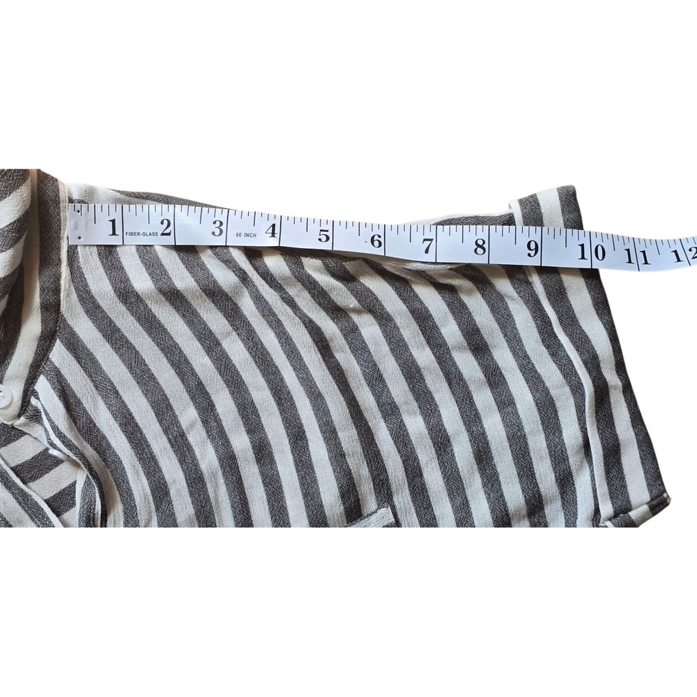 Doe & Rae Striped Button-Up Shirt Relaxed Fit Short Sleeve Top Size S - Picture 11 of 11
